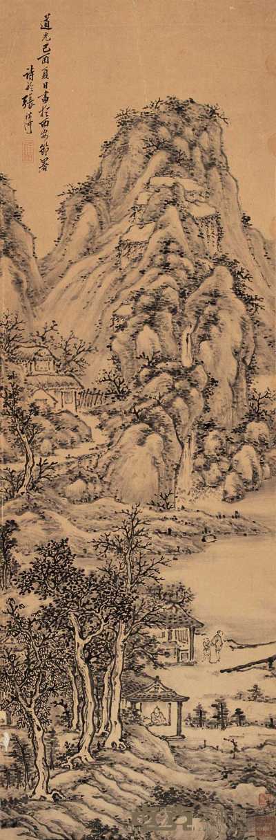 张祥河 己酉（1849）年作 山乡 镜片 122×41cm